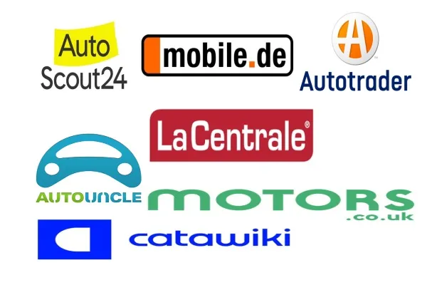 Logos des principales plateformes de petites annonces automobiles en Europe